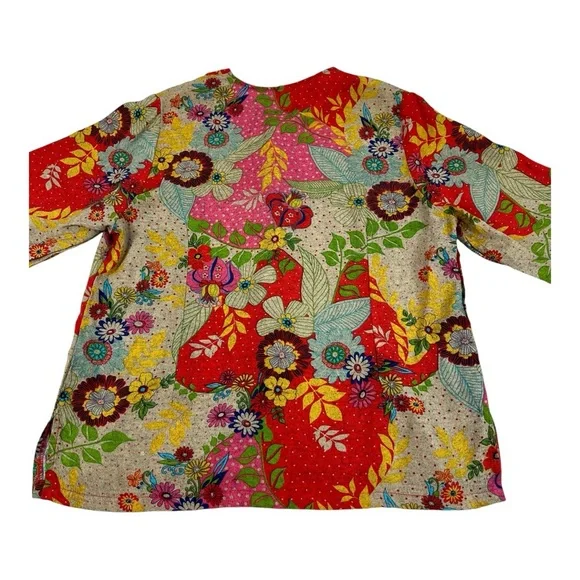 VINTAGE Korean Floral Patchwork Silk Blouse | M | Multicolor | Eclectic Boho - Picture 8 of 13